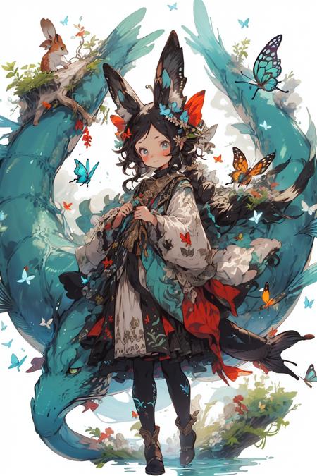03878-1701545752-best quality,masterpiece,illustration,1girl,solo,full body,Blank background,(Fantasy world style_1.1),(Animal ear_1.1),tail,(Cut.png